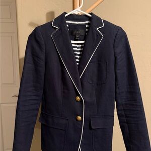 J. Crew Navy Blazer with Striped Lining